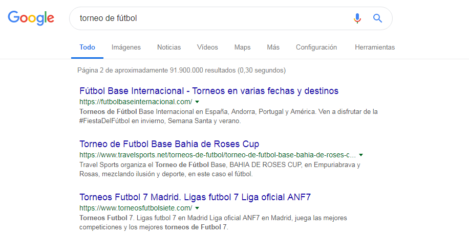 Palabras clave para promocionar web de torneo