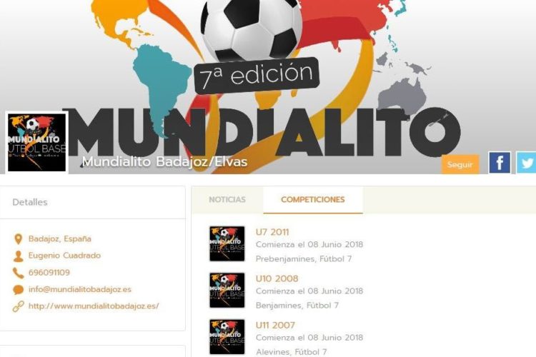 Mundialito Badajoz, Elvas calendario en Competize