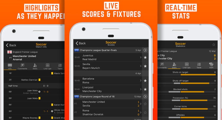 Resultados de fútbol en directo apps Android iPhone • Competize