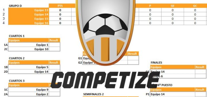 Plantilla Excel para torneos de 16 equipos