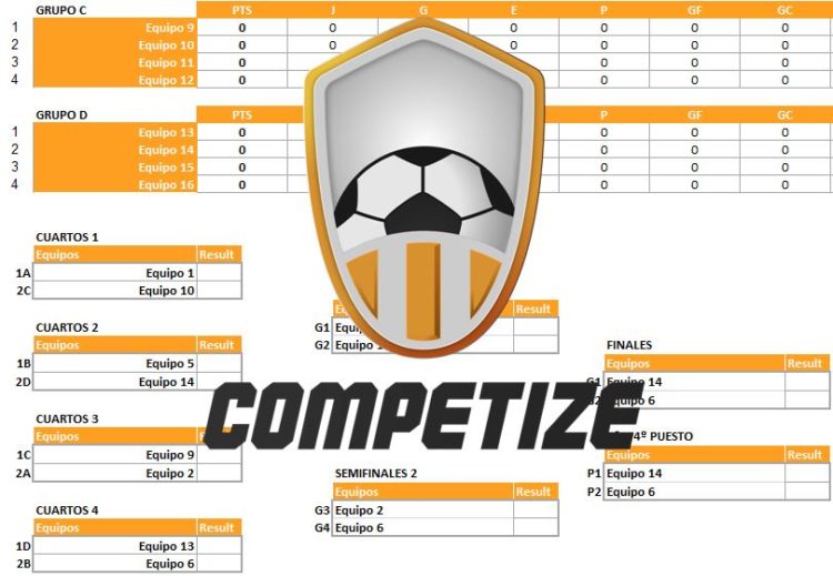 plantilla excel para torneos de 16 equipos