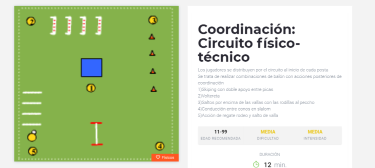 Ejercicio de fútbol de coordinación de circuito físico técnico.