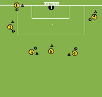 Consecución de tiro a portería para ejercicios físicos de fútbol