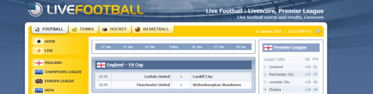 LiveFootball fútbol online de la Premier League