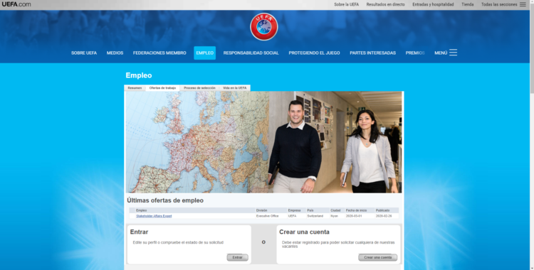 UEFA ofertas de empleo del mundo deportivo
