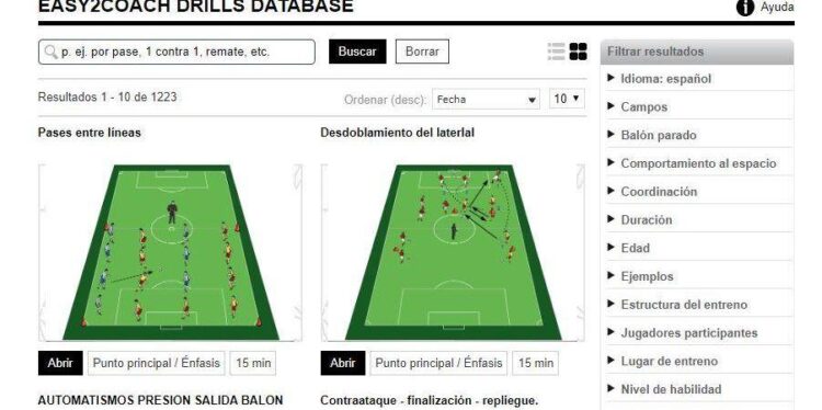 Easy2coach recursos de fútbol para entrenadores base de datos