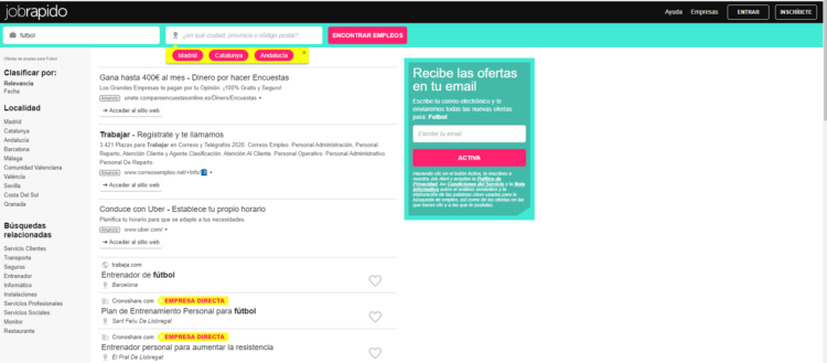 Alternativa a Futboljobs: Jobrapido