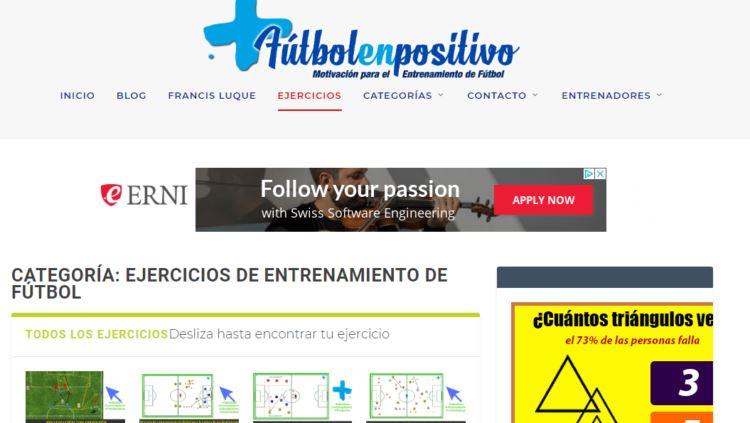 Fútbol en positivo de recursos para entrenadores de fútbol, ejercicios, cursos y plantillas.