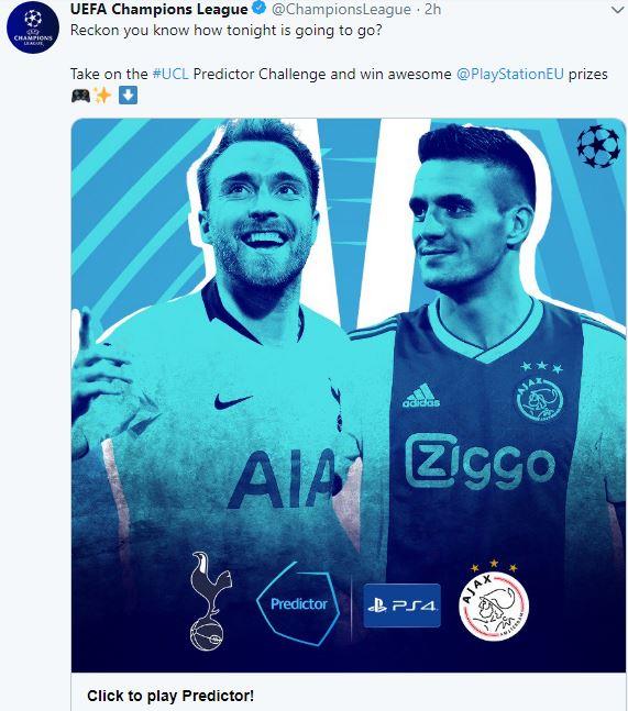 Tweet promocional semifinal de la Champions