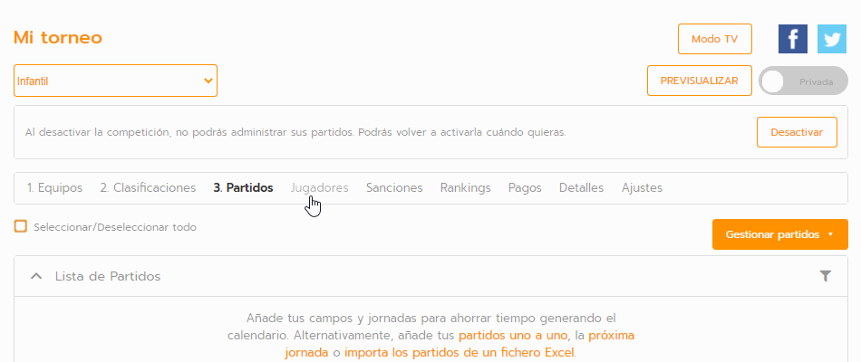 Crear torneo online con brackets y fixtures
