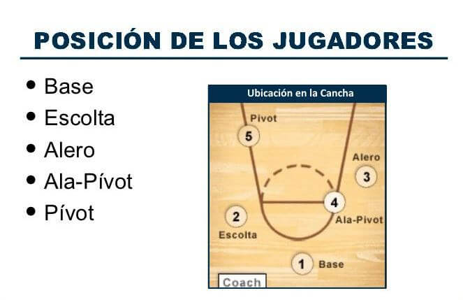Qué es el baloncesto - Posiciones en la Cancha