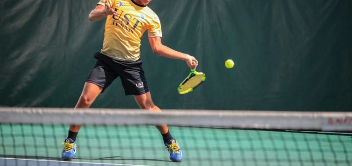 La raqueta en el golpeo de tenis a la pelota