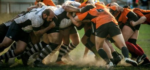 Melé durante un partido de rugby