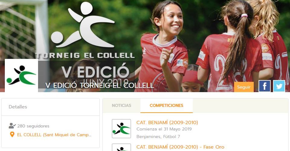 Torneig el Collell organises its tournament with Competize league management software and mobile apps