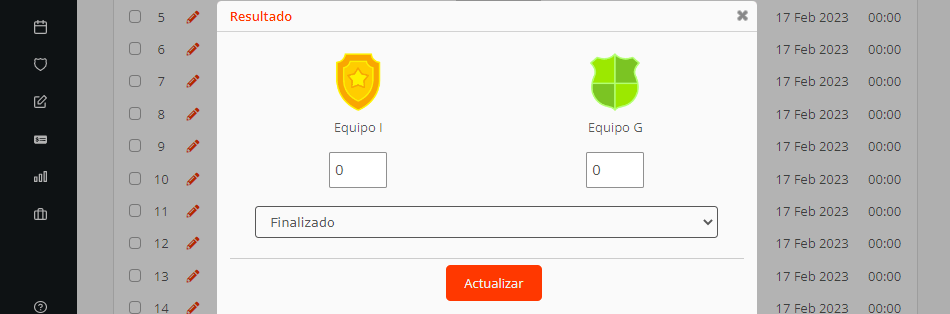 Actualizar marcadores, penaltis y estados de partidos en el calendario