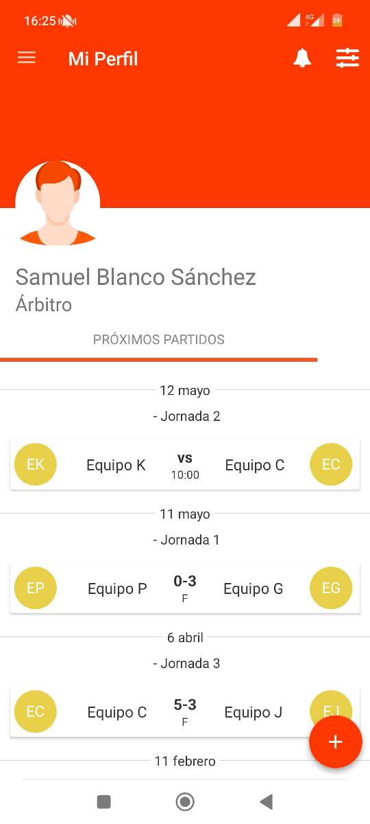 Actualizar resultados de partidos en la app con permiso de árbitro