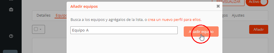 Añadir equipos a clubes deportivos para hacer inscripciones