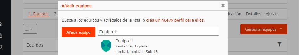 Añadir equipo a competiciones desde la base de datos