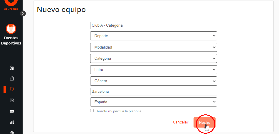 Aplicación para gestionar equipos en clubes deportivos