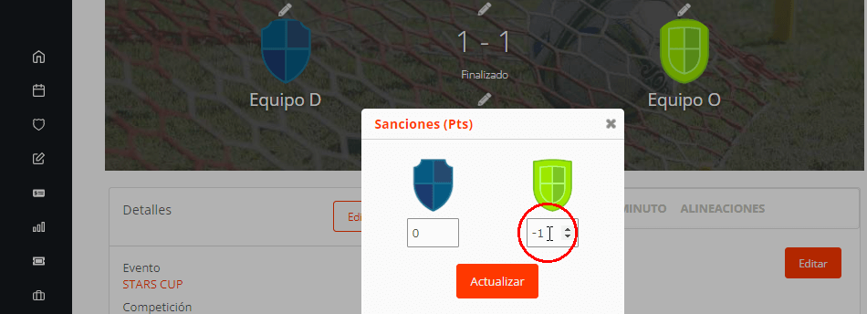 Bonificaciones de puntos extra de equipos en partidos