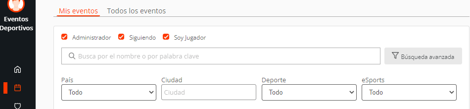 Buscar una liga de fútbol, baloncesto, tenis