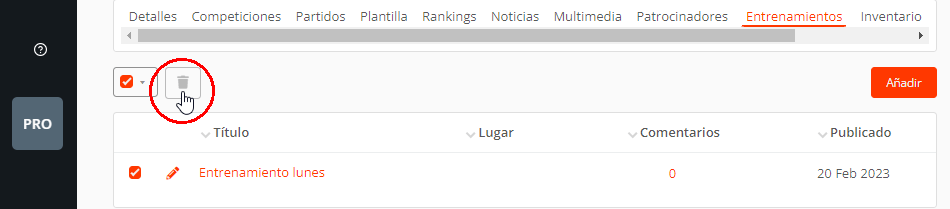 Calendario de entrenamientos para deportistas y jugadores de equipos