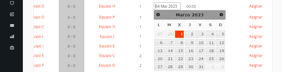 Cambiar fechas y posponer partidos en el calendario del torneo