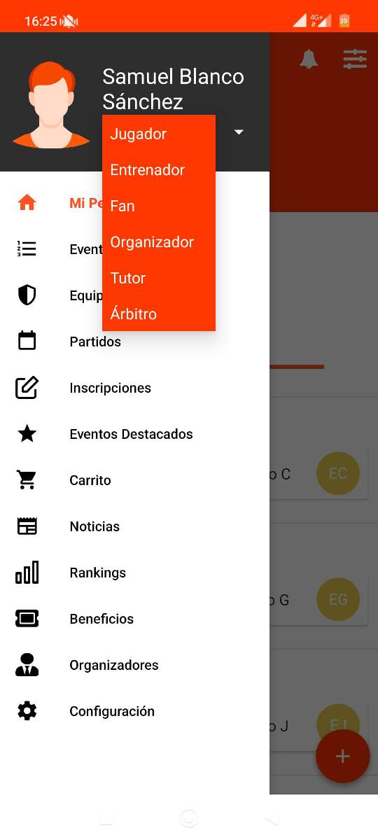 Cambiar el rol del usuario en la app móvil