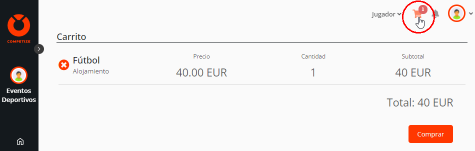 Carrito para pagar online inscripciones y sanciones