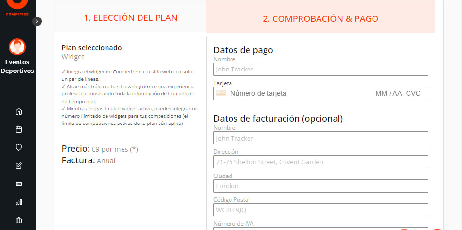 Contratar integración de un widget en la página web de un torneo