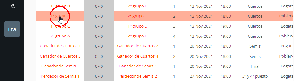 Crear eliminatorias y personalizar emparejamientos de eliminación directa