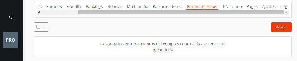 Crear entrenamientos de equipos con rutinas y ejercicios para jugadores