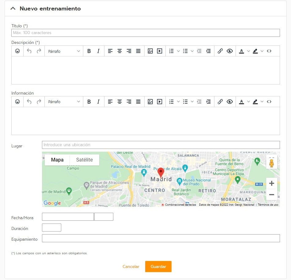Crear entrenamientos online para deportistas y jugadores de equipos