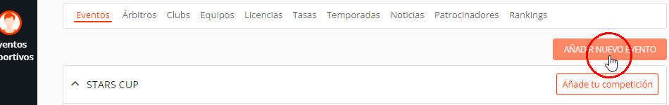 Crear eventos deportivos de fútbol, baloncesto