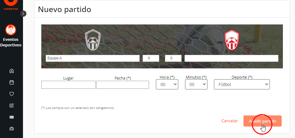 Crear fixtures y partidos amistosos con otros equipos