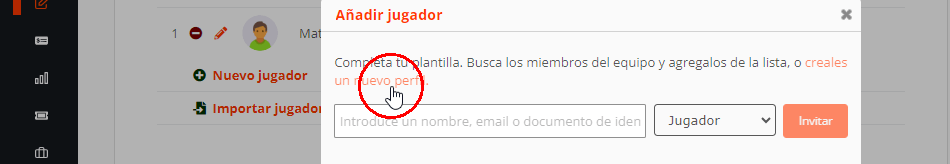 Crear jugadores en inscripciones online de un torneo