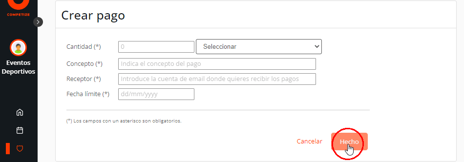 Crear pagos en equipos para cobrar por sanciones, inscripciones y alquiler