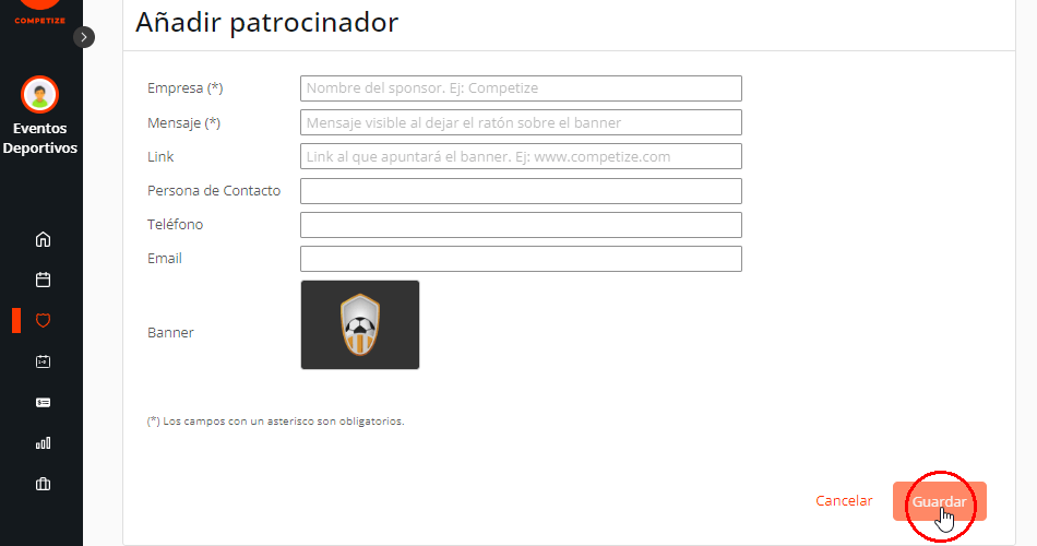 Crear patrocinadores y sponsors en eventos, equipos y clubes