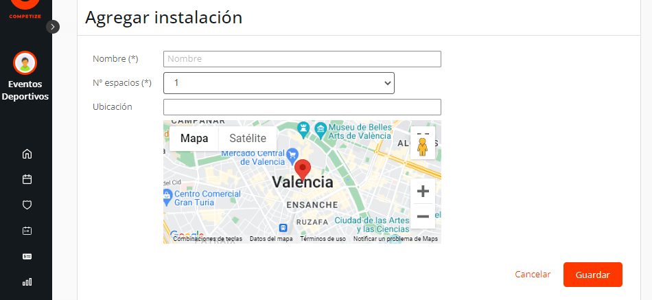 Datos de la sede de un torneo, liga o campeonato