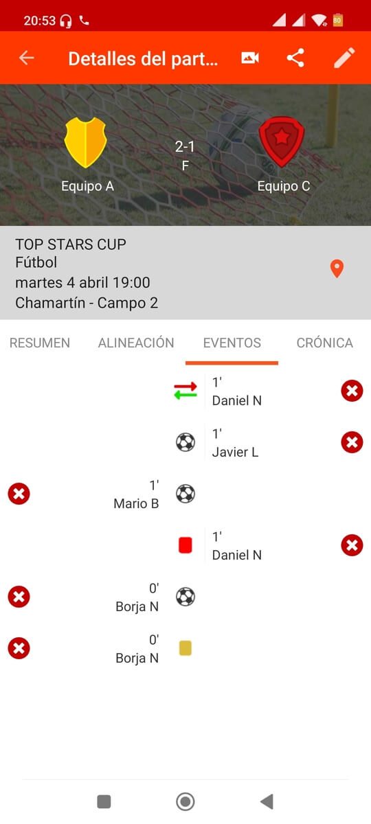 Desglose de minutos de estadísticas de jugadores en partidos