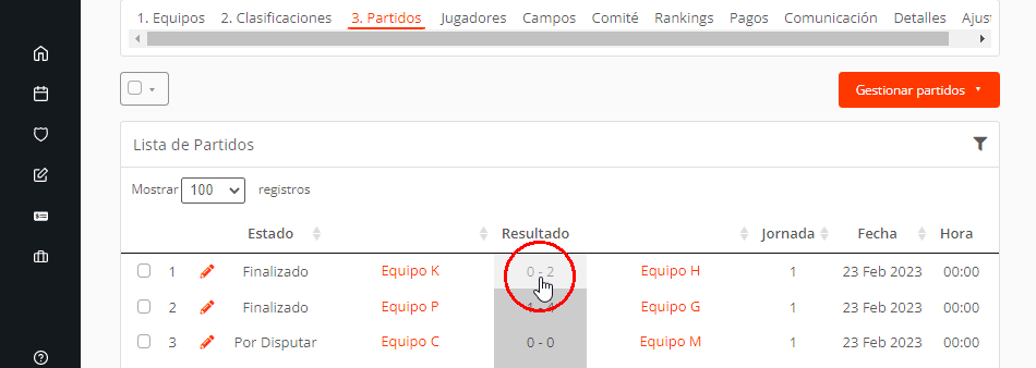 Editar fixtures para actualizar marcadores o resultados de partidos