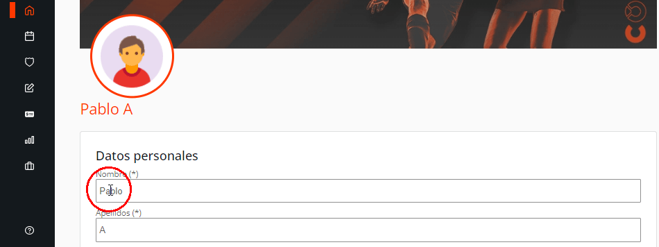 Editar jugadores en plantillas de equipos de un torneo o liga
