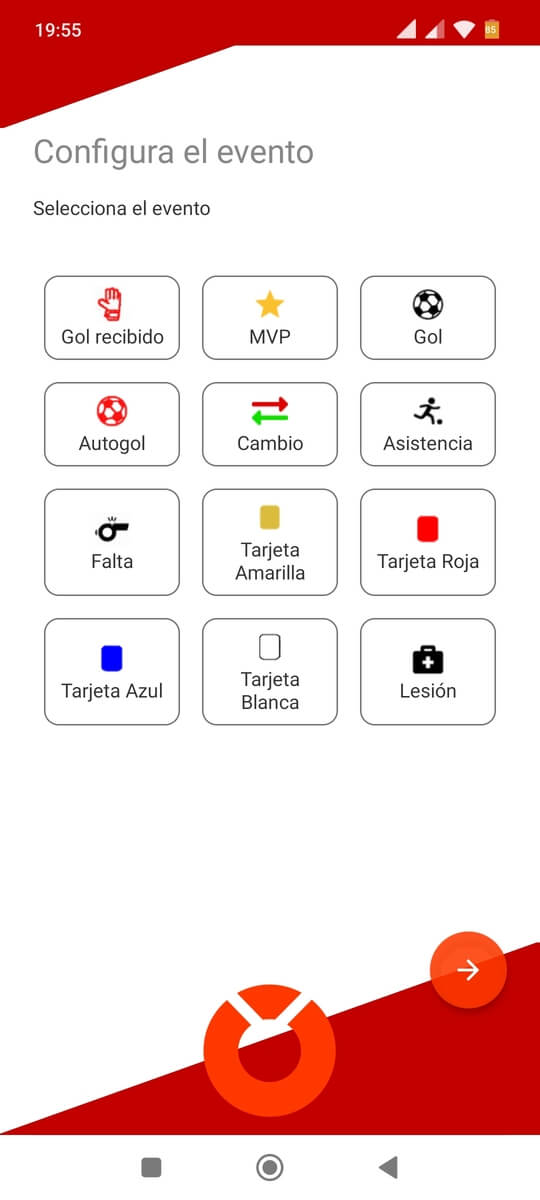 Elegir estadísticas personales en partidos del torneo o liga