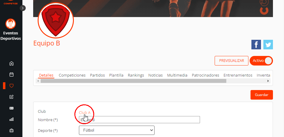 Equipos y clubes de pádel, tenis, badminton