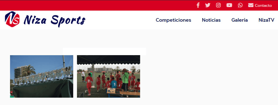 Galería de fotos en un sitio web personalizado para torneos y ligas