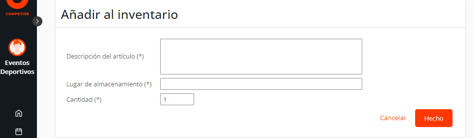 Gestionar el almacenamiento del inventario y material deportivo
