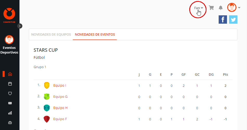 Novedades y notificaciones de torneos al seguir eventos deportivos