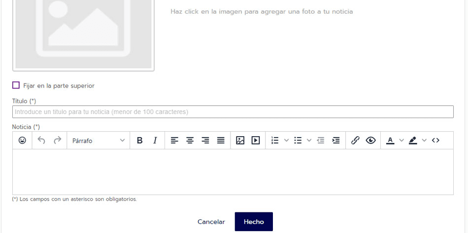 Nueva noticia en el sitio web para torneos y ligas
