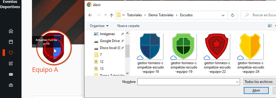 Personalizar el escudo y portada de un equipo