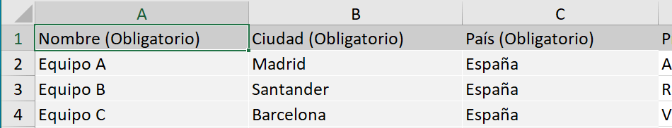 Plantilla Excel para añadir equipos a torneo